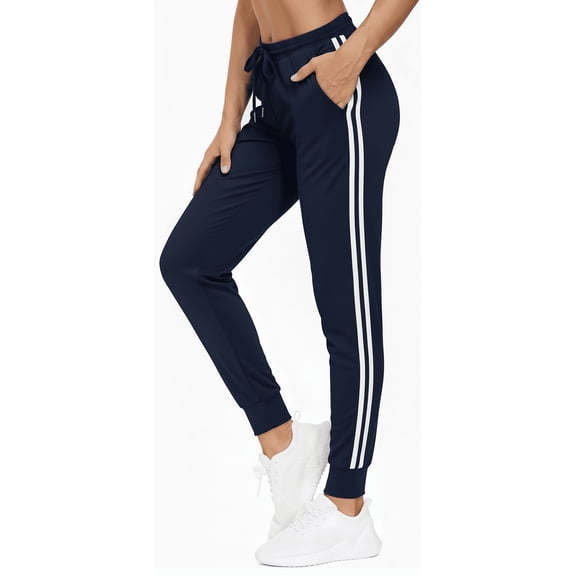 MLDRA Womens Sweatpants Joggers Lounge Pants Bottom Yoga Pant Lady Athletic Cinch Bottom Pockets for Gym Workout Running Navy Blue