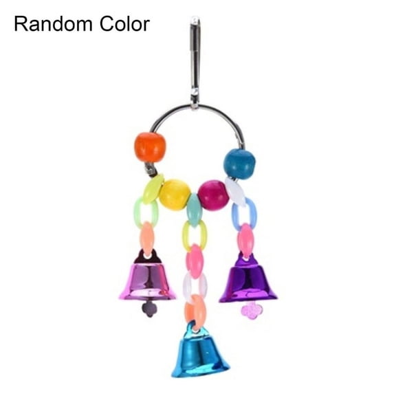 Ruanlalo Pet Bird Bell String Chain Parrot Bite Chewing Toy Hanging Cage Decoration Random Color