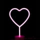 thumbnail image 2 of Letrero de neón LED con forma de corazón rosa, luz nocturna, arte decorativo, base de soporte, lámpara de mesa para el hogar, niños, bodas, Navidad, fiestas de cumpleaños, funciona con USB o pilas., 2 of 4