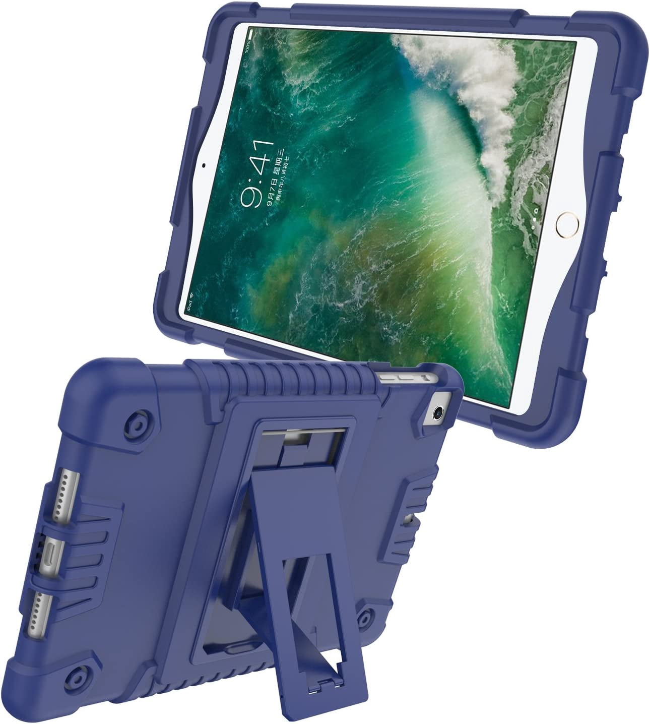 Feishell for iPad Pro 11 Case 2018 with Pencil Holder, Shockproof Rugged Kids Child Proof Rubber EVA Bumper Heavy Duty Case with Kickstand Protective Cover for Apple iPad Pro 11", Darkblue