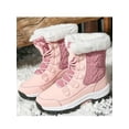 thumbnail image 4 of Frontwalk Womens Snow Boots Lace Up Mid Calf Boot Plush Lining Winter Warm Shoes Walking Comfort Ladies Round Toe Pink 8.5, 4 of 9