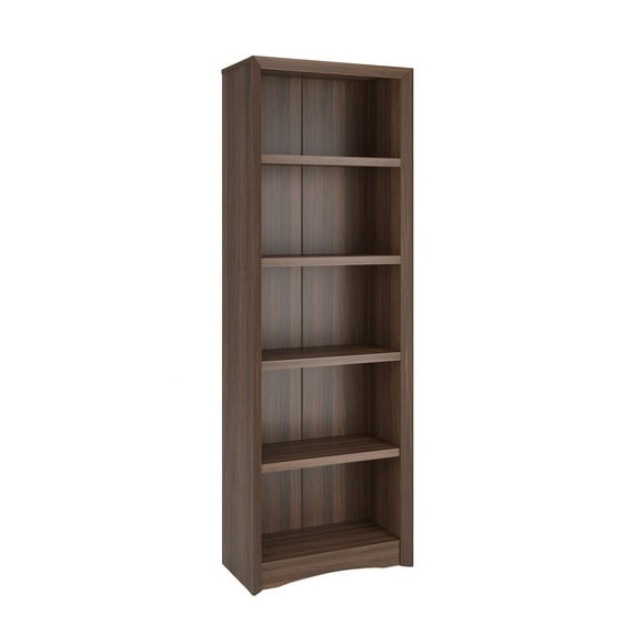 Corliving Quadra Engineered Wood 5-Tier Adult Bookcase with 4 Adjustable Shelves