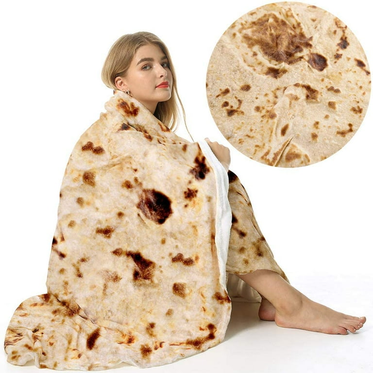 Burrito Tortilla Blanket 47 inches for Adult and Kids Funny Realistic Food Throw Blanket 285 GSM Novelty Soft Flannel Taco Blanket