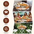 thumbnail image 7 of Fall Orange Pumpkins Round Tablecloth, Fitted Table Cover with Elastic for 36"-44" Round Tables, Thanksgiving Sunflowers Country Wooden Table Cloth Outdoor Indoor Dinning Party Waterproof Tablecloths, 7 of 7