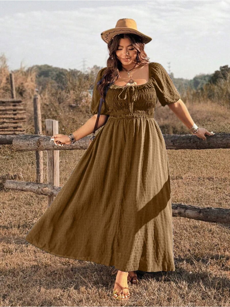 khaki maxi dress plus size Yours Women's Plus Size Khaki Green Tiered Maxi Dress Size 10