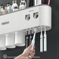 thumbnail image 4 of Toothbrush Holders for Bathrooms,Automatic Toothpaste Dispenser Wall Mounted Toothbrush Holder with 6 Toothbrush Slots and 4 Cup, 4 of 6