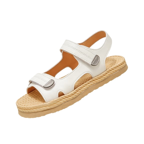 Women's Platform Wedge Sandals with Orthopedic Comfort Flex Cushioning Hook and Loop Fasteners Wide Fit Arch Support Summer Walking Travel Shoes for Women,White 41(US-8.5)