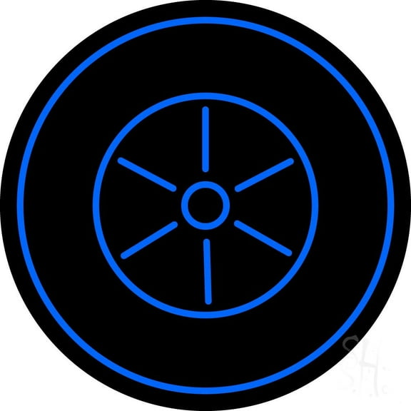 Tire Logo LED Neon Sign 18 x 18 - inches, Clear Edge Cut Acrylic Backing, with Dimmer - Bright and Premium built indoor LED Neon Sign for automotive store, and mall.