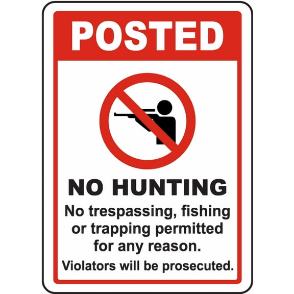 Vinyl Stickers - Posted No Hunting Sign - Safety and Warning Warehouse Signs Stickers - 3.5" x 5" - 3 Pack