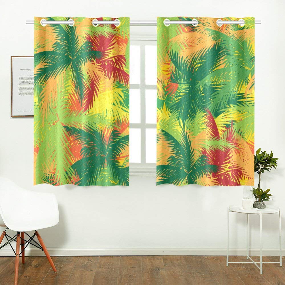 CADecor Tropical Floral Print Window Treatment Panel Curtains Window ...