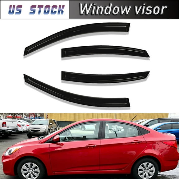 Possbay 4x Side Window Visor Sun Rain Deflector Guard For Hyundai Accent Sedan 2012-2017