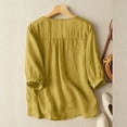 thumbnail image 3 of ZANZEA Women Summer Floral Embroidery 3/4 Sleeve O Neck Tops Casual Loose Solid Shirt Blouse, 3 of 5