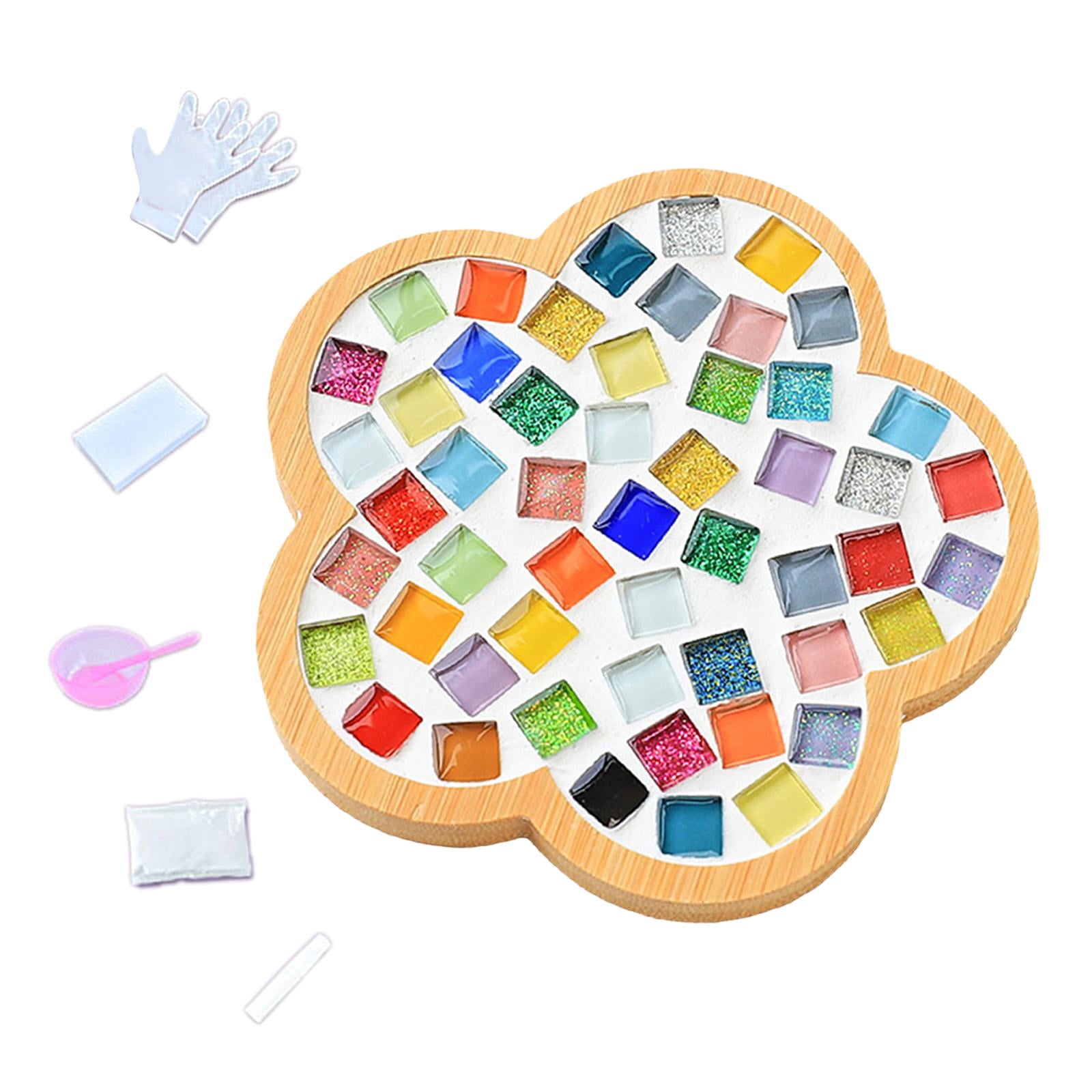 DIY Mosaic Coaster Holiday Gift Place Mat Cup Holder Children's Educational Toys Glass Mosaic Tiles for Home Ornament Dining Table B