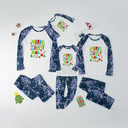 

Winter Savings! YYDGH Family Christmas Letter Print Pajamas Matching Sets Xmas Matching Pjs for Adults Kids Baby Holiday Home Xmas Sleepwear Set Loungewear