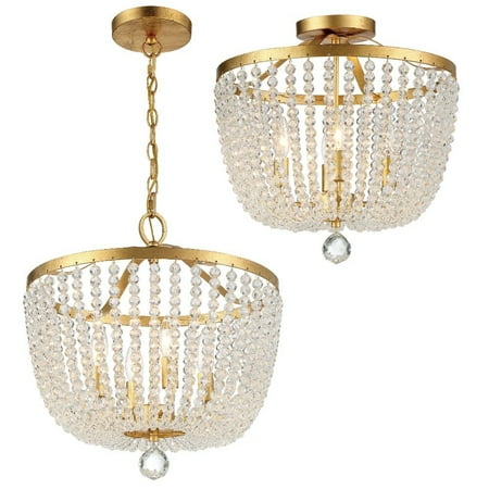 

Hare Pond Field 4 Light Flush Mount in Classic Style 16.5 inches Wide By 17 inches High-Antique Gold Finish-Clear Shade Color Bailey Street Home