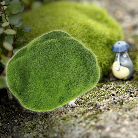 Green Artificial Moss Rocks for Decor Bright Fuzzy Stones in Varying Sizes L