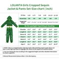 thumbnail image 6 of LOLANTA 2Pcs Girls Dance Outfits Cropped Sequin Jacket Pants Set Kids Hip Hop Dance Clothing for 90s Theme Party 4-12 Years, 6 of 6