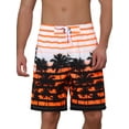 thumbnail image 1 of Pantalones cortos de playa a rayas con estampado de árboles tropicales en bloques de color para hombre INSPIRE CHIC Naranja 30, 1 of 1