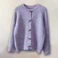 thumbnail image 2 of Womens Cardigan Sweaters Lightweight Button Down Long Sleeve Knit Sweater Color: Purple Size: One Size, 2 of 3