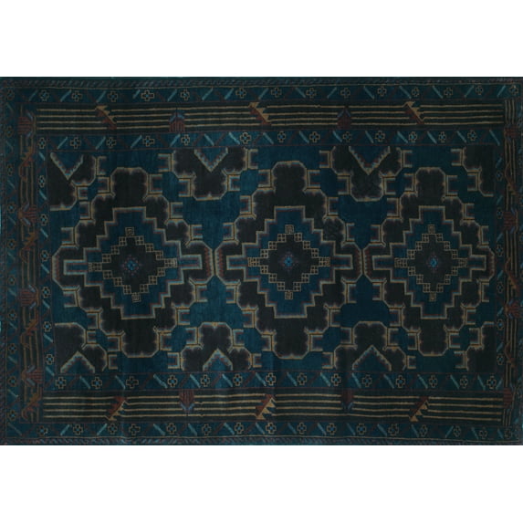 Ahgly Company Indoor Rectangle Persian Light Blue Traditional Area Rugs, 5' x 8'