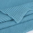 thumbnail image 5 of PiccoCasa 100% Cotton Soft Knitted Throw Solid Blanket for Couch Sofa Bedroom, Pale Azure 60"x79", 5 of 8