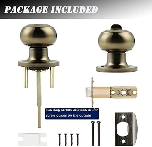 10 Pack Privacy Door Knobs Lock Interior Bedroom Bathroom Door Handle Antique Brass Round Ball Keyless Lockset