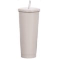 thumbnail image 2 of Taza estrecha de acero inoxidable con tapa y pajita, 750 ml, taza de agua reutilizable aislada al vacío, taza de viaje de doble pared con pajita para café, té, bebidas Zhivalor LKX-1068-1, 2 of 4