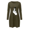 thumbnail image 2 of Robe Longue à Manches Longues pour Femmes, Imprimée, avec Poches, Décontractée, Ample, 2 of 8