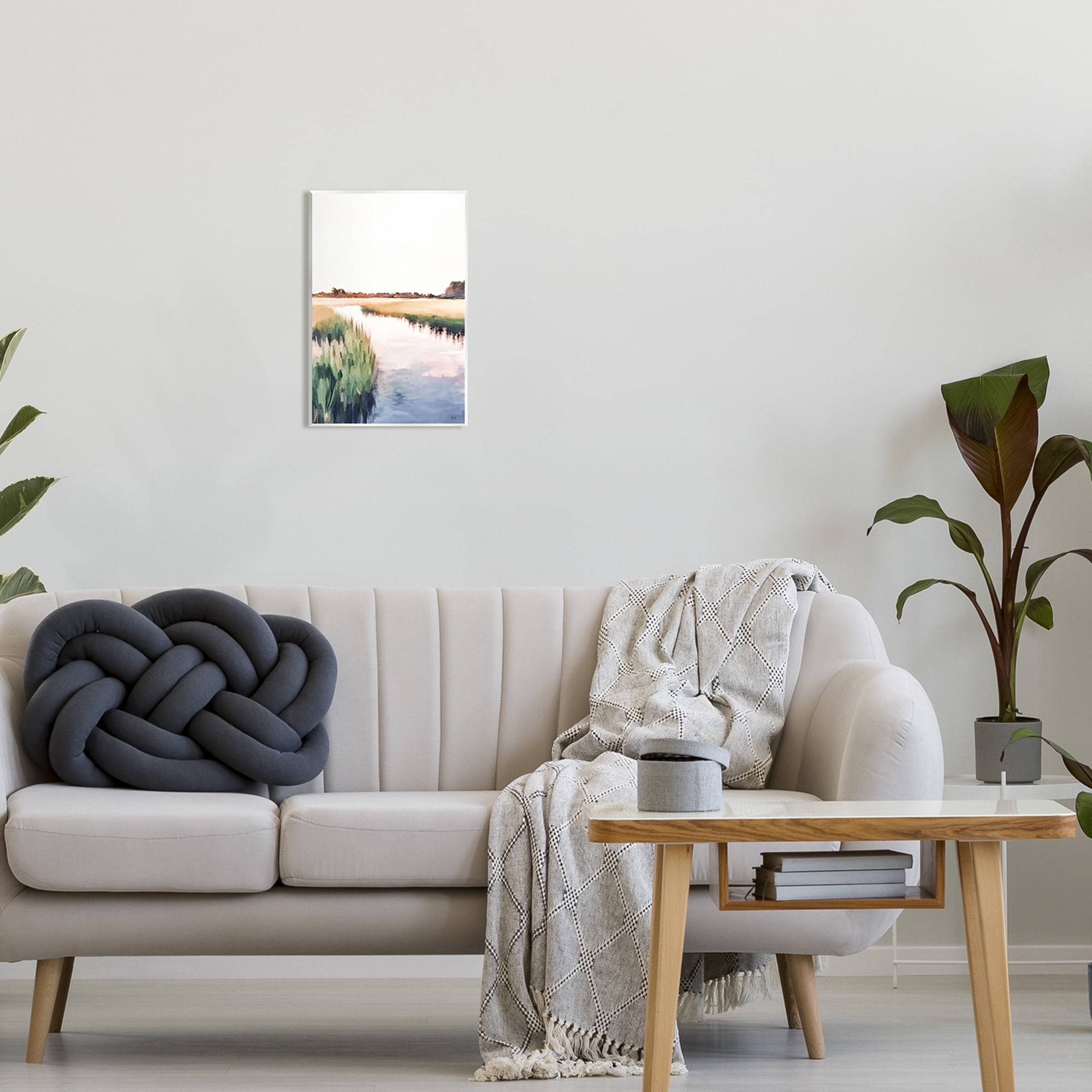 Stupell Industries Rural River Horizon Nature Painting Unframed Art Print Wall Art, 10 x 15