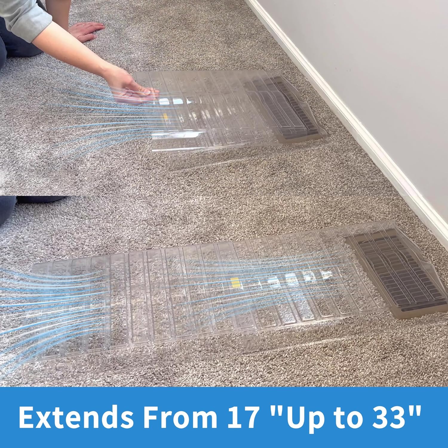 Magnetic Air Vent Extender for Under Furniture Vent Deflector for Floor Register Up to 12" Wide Extend from 17"-33" 1.5mm Thick-1Pcs