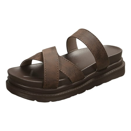 

Women S Sandals Casual Solid Colour Beach Outer Wear Thick Bottom Large Size Roman Cool Slippers