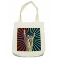 thumbnail image 1 of Music Tote Bag, Hand in Heavy Rocker Sign Musical Universal Gesturing Thunder Bolts Party People, Cloth Linen Reusable Bag for Shopping Books Beach and More, 16.5" X 14", Cream, by Ambesonne, 1 of 2