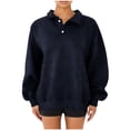 thumbnail image 1 of tarylea Womens Tops Oversized Sweatshirt Turn down Collar Long Lantern Sleeve Pullover Solid Color Loose Tunic Casual Workout Fall Tops, 1 of 8
