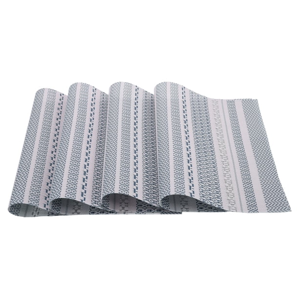 4 Piezas de Manteles de Rayas Tejidos de PVC PET para Cocina y Mesa de Comedor, Manteles Lavables, Azul