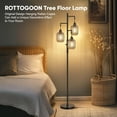 thumbnail image 2 of Floor Lamp - 3 Light Farmhouse Rattan Floor Lamp for Living Room, Industrial Tree Floor Lamps with 3 X 6W LED Bulbs, Rustic Standing Tall Lamp for Bedroom, Office, 68", Black, 2 of 13