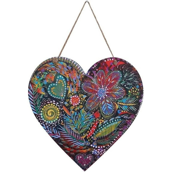 YSTDHL Front Porch Decor Farmhouse, Harvest Garden Wall Art, Metal Heart Wall Decor For Bedroom, Easy Hanging With A Hanging Rope, Light Purple, Gift