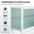 thumbnail image 2 of Credenza Sideboard Buffet, Fluted Glass Cabinet, Kitchen Cupboard Storage Cabinet Nightstand with 2 Fluted Glass Doors & Detachable Shelves, Tall Freestanding Display Cabinet for Living Room, White, 2 of 7