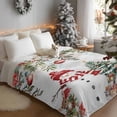 thumbnail image 3 of Winter Snowman Flannel Blanket for Bed,Travel and Camping, Christmas Tree Leaves Elk Flower Light Gray Super Soft Cozy Blanket for All Seasons 30"x40", 3 of 9