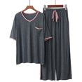 thumbnail image 2 of Richie House Women's Sleepwear Capri Pajama Sets Short Sleeve Tops with Pants 2P Pjs Lounge Sets RHW4046, 2 of 7