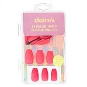 Claire's Pink Fuchsia Matte Finish Coffin False Nails