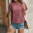 thumbnail image 4 of vigerkar Womens Tops Eyelet Embroidery Summer Spring Curved Hem 2025 Casual Short Sleeve Trendy T Shirts Beach Vacation Clothes Watermelon Red, XXL, 4 of 8