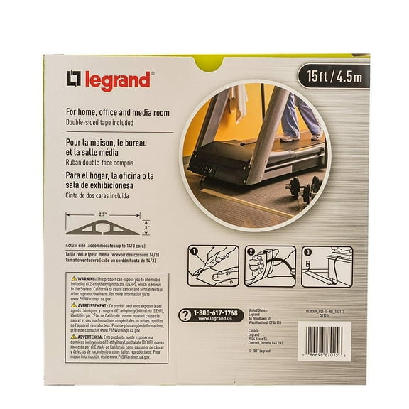 Legrand - Wiremold CDI-5 Corduct Overfloor Cord Protector-  Rubber Duct Floor Cord Cover, Ivory, 5 Feet 60 Inches