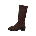 thumbnail image 2 of Women's Knee High Boots Stretch Square Toe Chunky Block Heel Long Boots for Women Comfortable Breathable Womens Boots, 2 of 9