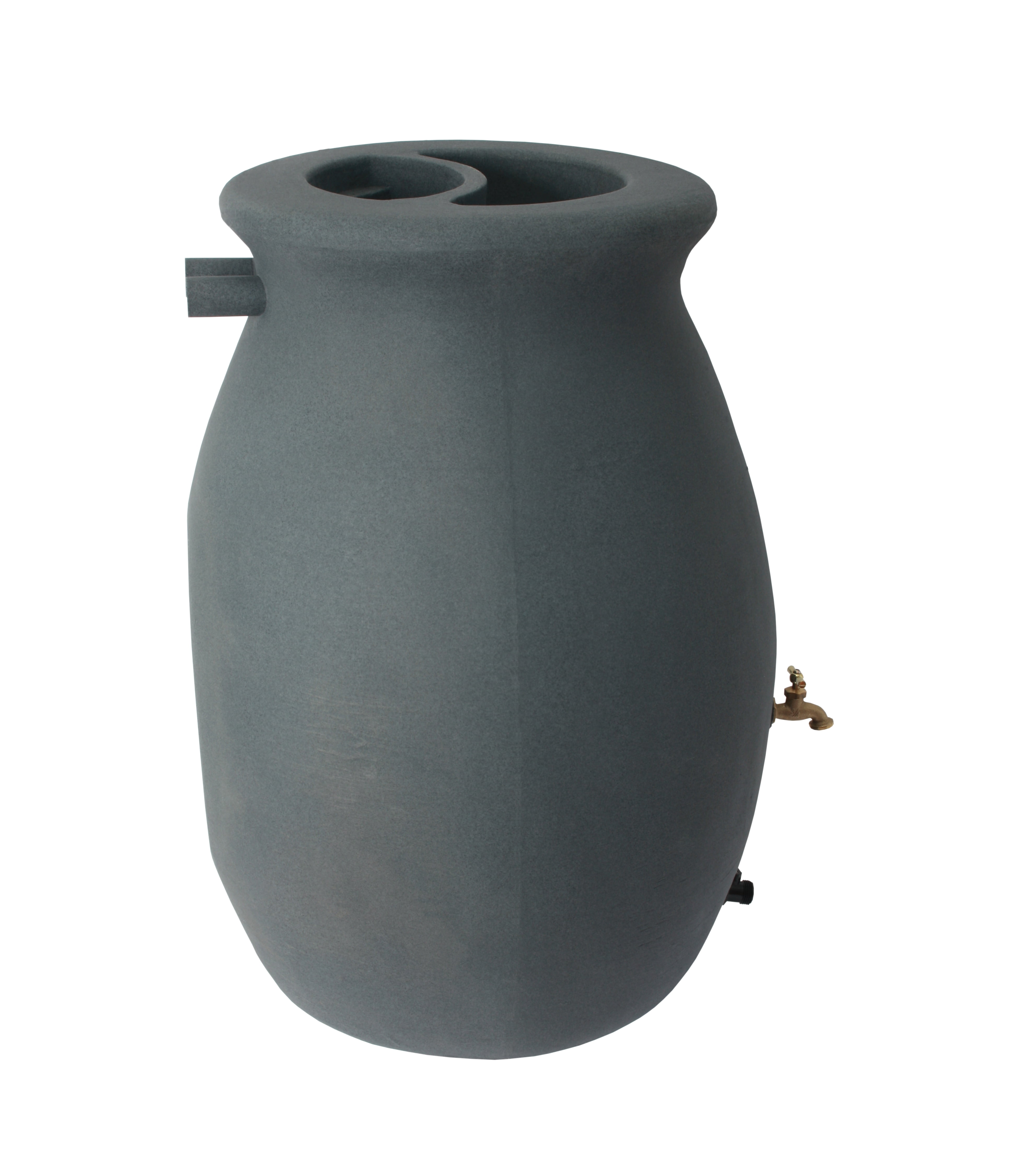 Algreen Flat Back Castilla Rain Barrel, 50 Gallon, Brownstone Resin