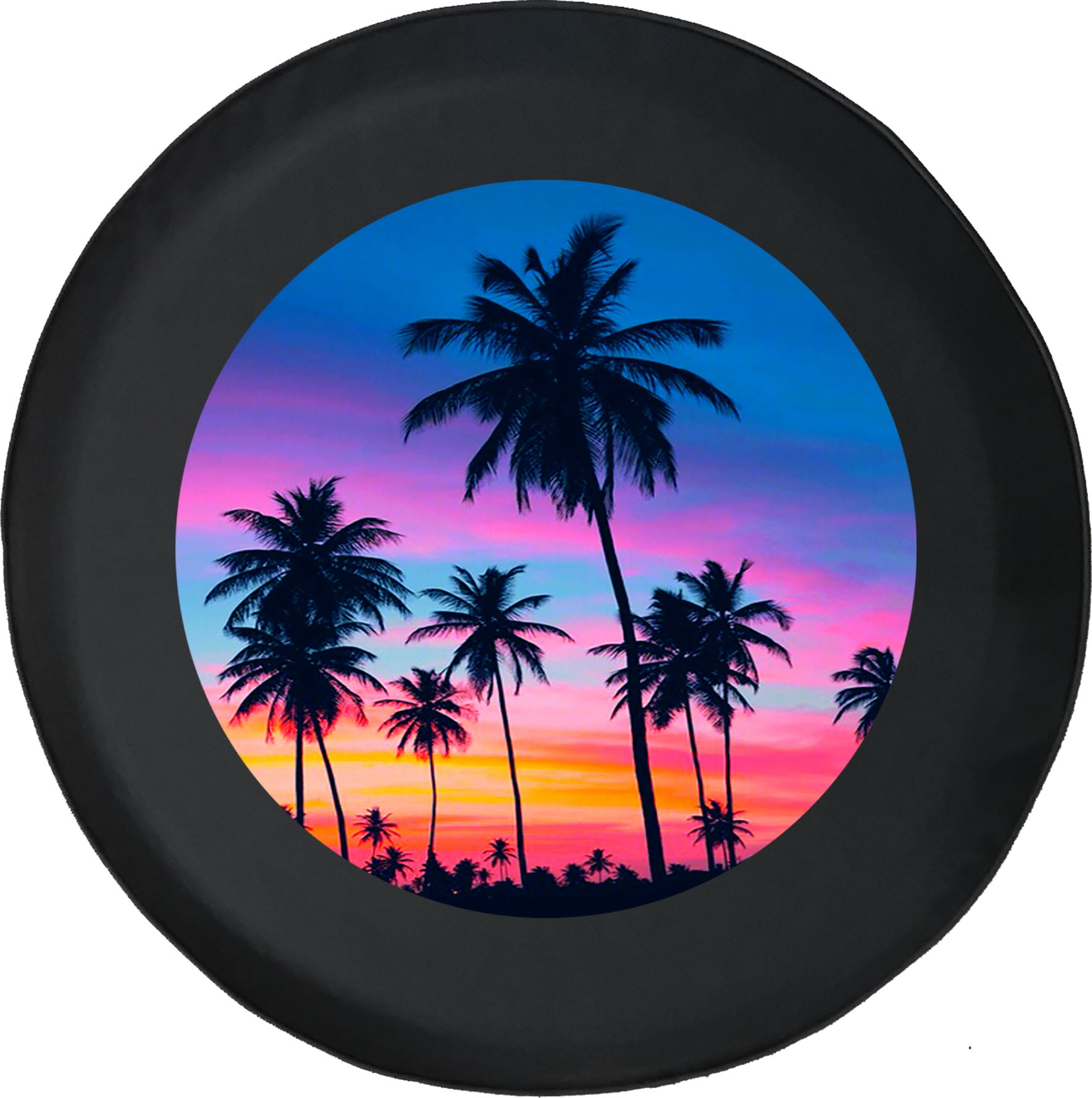 Foruidea Tropical Paradise Ocean Beach Scene with Palm Trees Spare Tire Cover Waterproof Dust-Proof Wheel Tire Cover Fit for Jeep,Trailer RV SUV and Many Vehicle 17 Inch 