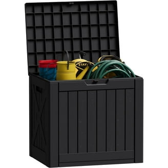 LHBcraft 40 Gallon Deck Box, Resin Outdoor Storage Box, Waterproof