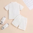 thumbnail image 4 of Preemie Clothes Boys Toddler Baby Boys Summer Short Sleeve Polo Shirts Set 2-Piece Striped Outfits Toddler Summer Outfits White 18-24 Months, 4 of 9