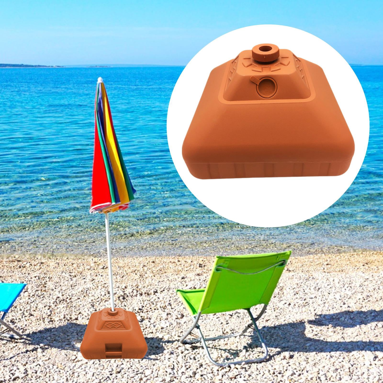 SunniMix Water Fillable Umbrella Base Parasol Holder, Square Patio Umbrella Holder Outdoor Umbrella Stand for Yard Lawn Beach Poolside Orange