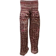 Mogul Women's Pants Maroon Floral Print Trousers Harem Clothing