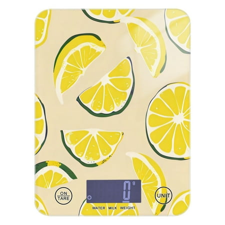

Kitchen Electronic Scale Food Scale 7.68x5.71 inch Multifunctional Digital Kitchen Scale Tempered Glass Decorative Baking Cooking Meal Preparation Yellow Lemon